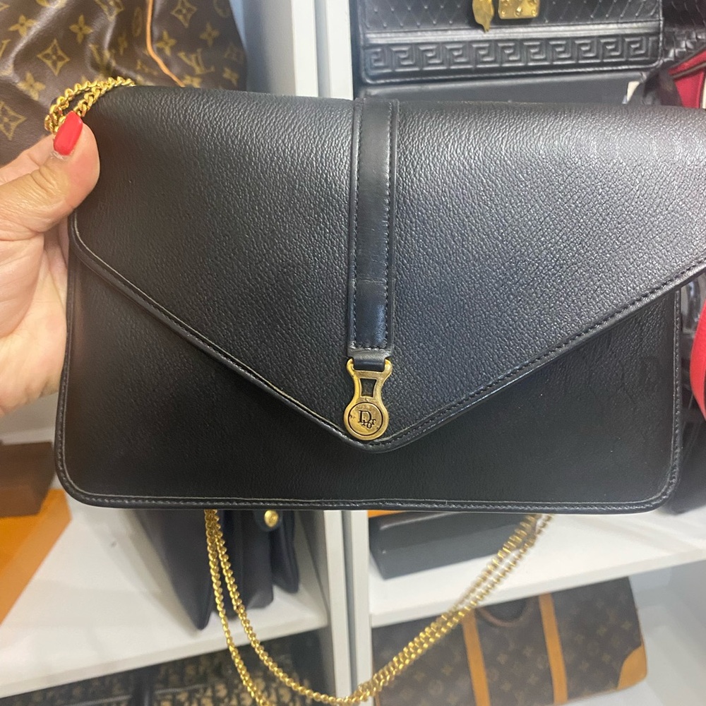 Dior Black Leather Shoulder Bag some pealing inside